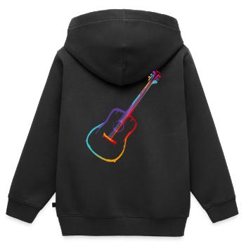 Farbverlauf Akustische Gitarre - Kinder Premium Organic Zip Hoodie - Schwarz - Hinten - AI Model Kid Male (0cm)