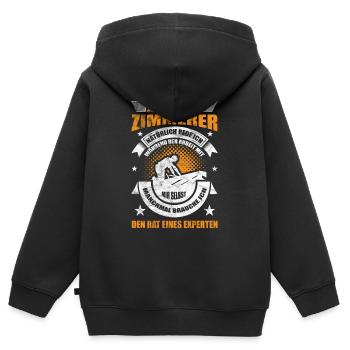 Zimmerer Spruch - Kinder Premium Organic Zip Hoodie - Schwarz - Hinten - AI Model Kid Male (0cm)