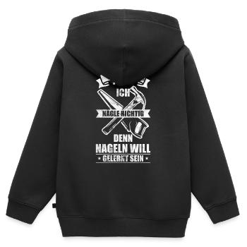 Zimmerer Zimmermann - Kinder Premium Organic Zip Hoodie - Schwarz - Hinten - AI Model Kid Male (0cm)