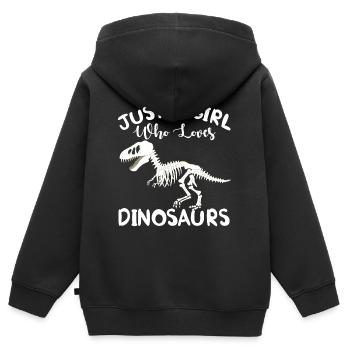 Dinosaure T-Rex Girl aime Tyrannosaurus - Sweat Premium à capuche zippé enfant bio - noir - Dos - AI Model Kid Male (0cm)