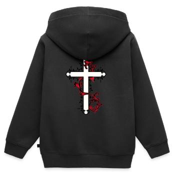 Croix croix Église Dieu Messie céleste christ - Sweat Premium à capuche zippé enfant bio - noir - Dos - AI Model Kid Male (0cm)