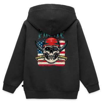 pirate - Sweat Premium à capuche zippé enfant bio - noir - Dos - AI Model Kid Male (0cm)