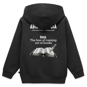 Lire des livres - Sweat Premium à capuche zippé enfant bio - noir - Dos - AI Model Kid Male (0cm)