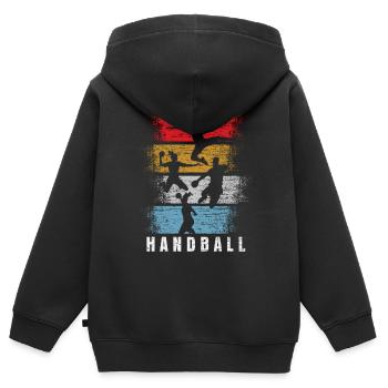Handball Torwart Spieler Retro Geschenk - Kinder Premium Organic Zip Hoodie - Schwarz - Hinten - AI Model Kid Male (0cm)