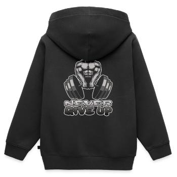 Bodybuilder Fitness Body Gym Muscle Man Cadeau - Sweat Premium à capuche zippé enfant bio - noir - Dos - AI Model Kid Male (0cm)