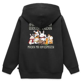 Hase Süß Kaninchen Spruch - Kinder Premium Organic Zip Hoodie - Schwarz - Hinten - AI Model Kid Male (0cm)
