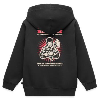Straßenbauer - Kinder Premium Organic Zip Hoodie - Schwarz - Hinten - AI Model Kid Male (0cm)