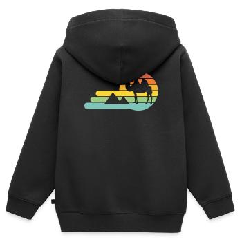 Kamel Aegypten mit vintage Sonne - Kinder Premium Organic Zip Hoodie - Schwarz - Hinten - AI Model Kid Male (0cm)