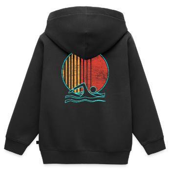 Schwimmen - Kinder Premium Organic Zip Hoodie - Schwarz - Hinten - AI Model Kid Male (0cm)