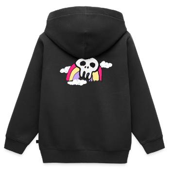 Totenkopf auf Regenbogen und Wolken bunt Geschenk - Kinder Premium Organic Zip Hoodie - Schwarz - Hinten - AI Model Kid Male (0cm)