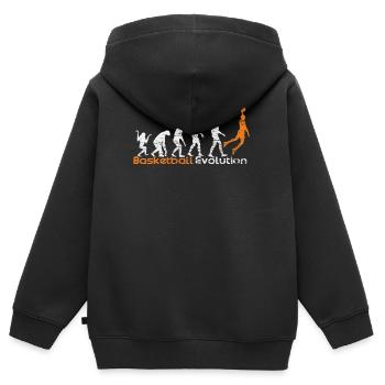 Basketball Evolution Sport Geschenk - Kinder Premium Organic Zip Hoodie - Schwarz - Hinten - AI Model Kid Male (0cm)