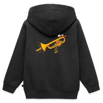 Trompete Trompeten Furz Furzen Musiker Geschenk - Kinder Premium Organic Zip Hoodie - Schwarz - Hinten - AI Model Kid Male (0cm)