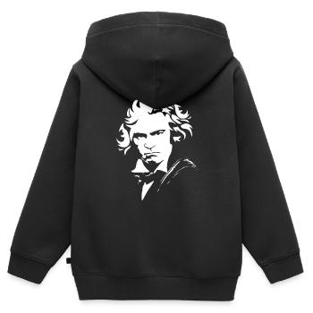 Ludwig Portrait 250. Geburtstag Jubiläumsjahr - Kinder Premium Organic Zip Hoodie - Schwarz - Hinten - AI Model Kid Male (0cm)