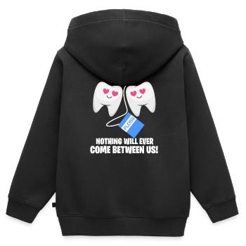 Zähne - Kinder Premium Organic Zip Hoodie - Schwarz - Hinten - AI Model Kid Male (0cm)