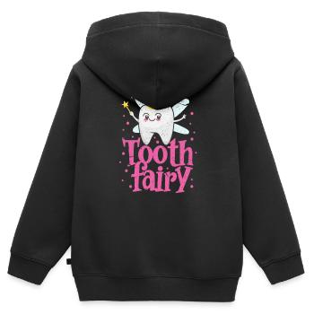 Zahn Fee - Kinder Premium Organic Zip Hoodie - Schwarz - Hinten - AI Model Kid Male (0cm)
