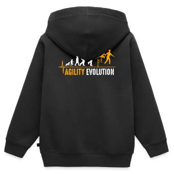 Agility Geburt - Kinder Premium Organic Zip Hoodie - Schwarz - Hinten - AI Model Kid Male (0cm)