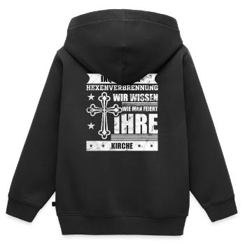 Atheist Kirche - Kinder Premium Organic Zip Hoodie - Schwarz - Hinten - AI Model Kid Male (0cm)