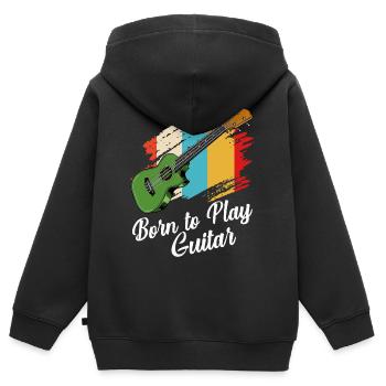 Born To Play Guitar Dites cadeau du guitariste - Sweat Premium à capuche zippé enfant bio - noir - Dos - AI Model Kid Male (0cm)