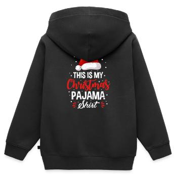 Pyjama de noël cadeau de pyjama de noel - Sweat Premium à capuche zippé enfant bio - noir - Dos - AI Model Kid Male (0cm)