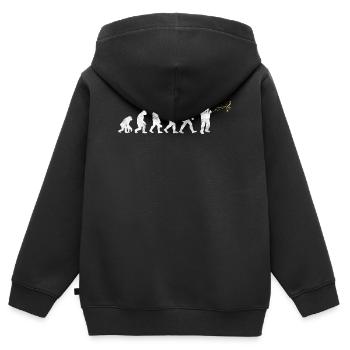Saxophone Saxophone Evolution - Sweat Premium à capuche zippé enfant bio - noir - Dos - AI Model Kid Male (0cm)