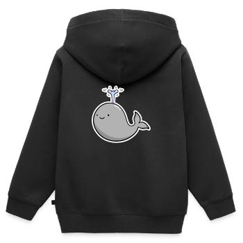 Wal - Kinder Premium Organic Zip Hoodie - Schwarz - Hinten - AI Model Kid Male (0cm)