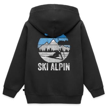 Ski Alpin Wintersport - Kinder Premium Organic Zip Hoodie - Schwarz - Hinten - AI Model Kid Male (0cm)
