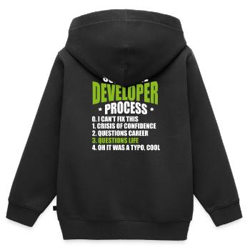 software developer - Kids Premium Organic Zip-up Hoodie - black - Back - AI Model Kid Male (0cm)
