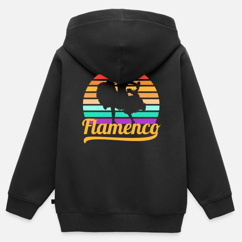 Flamenco - Sweat Premium à capuche zippé enfant bio - noir
