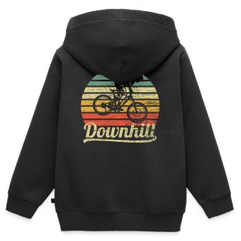 Downhill Mountainbike Cadeau - Sweat Premium à capuche zippé enfant bio - noir - Dos - AI Model Kid Male (0cm)