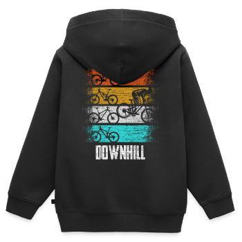 Downhill Cyclisme Retro - Sweat Premium à capuche zippé enfant bio - noir - Dos - AI Model Kid Male (0cm)