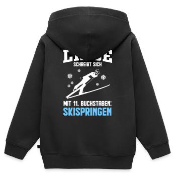 Skispringen - Kinder Premium Organic Zip Hoodie - Schwarz - Hinten - AI Model Kid Male (0cm)