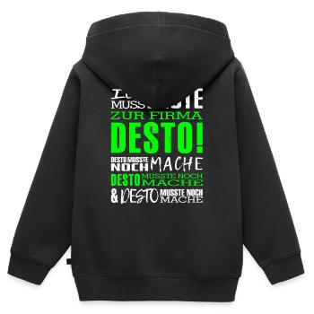 Firma Desto - Kinder Premium Organic Zip Hoodie - Schwarz - Hinten - AI Model Kid Male (0cm)