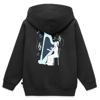 Harfe-Spielerin - Kinder Premium Organic Zip Hoodie - Schwarz - Hinten - AI Model Kid Male (0cm)