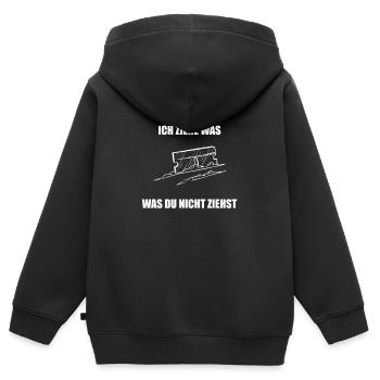 hardtekk techno tekkno ich ziehe was was du nicht - Kinder Premium Organic Zip Hoodie - Schwarz - Hinten - AI Model Kid Male (0cm)
