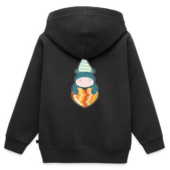 Nilpferd Kinder shirt - Kinder Premium Organic Zip Hoodie - Schwarz - Hinten - AI Model Kid Male (0cm)