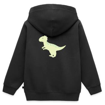 enfants Dino - Sweat Premium à capuche zippé enfant bio - noir - Dos - AI Model Kid Male (0cm)