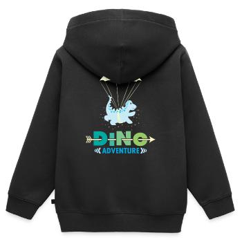 enfants Dino - Sweat Premium à capuche zippé enfant bio - noir - Dos - AI Model Kid Male (0cm)