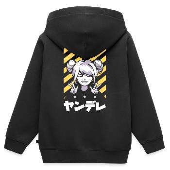 Anime Otaku Zeichentrick - Kinder Premium Organic Zip Hoodie - Schwarz - Hinten - AI Model Kid Male (0cm)