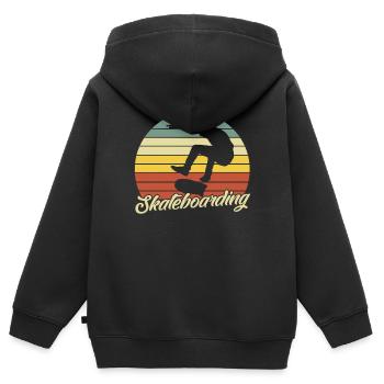 Skateboard Skaten Skateboarder Retro - Kinder Premium Organic Zip Hoodie - Schwarz - Hinten - AI Model Kid Male (0cm)