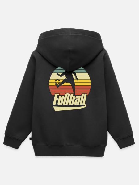 Fußball - Kinder Premium Organic Zip Hoodie - Schwarz