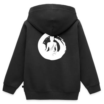 Bouddha Zen - Sweat Premium à capuche zippé enfant bio - noir - Dos - AI Model Kid Male (0cm)