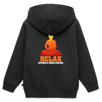 bouddhisme - Sweat Premium à capuche zippé enfant bio - noir - Dos - AI Model Kid Male (0cm)