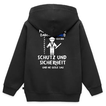Security Türsteher Sicherheitsdienst Aufpasser - Kinder Premium Organic Zip Hoodie - Schwarz - Hinten - AI Model Kid Male (0cm)