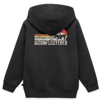Amerikanischer Bisonflüsterer Bison Tierliebe - Kinder Premium Organic Zip Hoodie - Schwarz - Hinten - AI Model Kid Male (0cm)