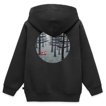 Der Fuchs und der Wald - Kinder Premium Organic Zip Hoodie - Schwarz - Hinten - AI Model Kid Male (0cm)