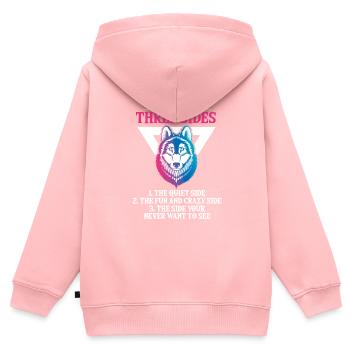 loup - Sweat Premium à capuche zippé enfant bio - rose - Dos - AI Model Kid Female (0cm)