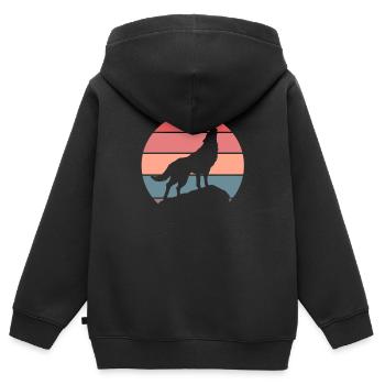 Wolf Wolfpack Wolves Nature Retro Wilderness Gift - Kids Premium Organic Zip-up Hoodie - black - Back - AI Model Kid Male (0cm)