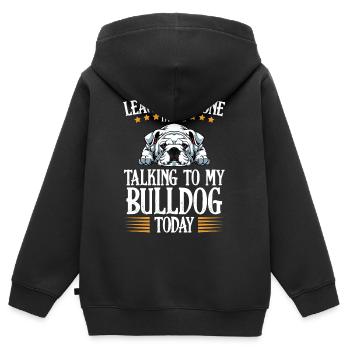 Bouledogue - Sweat Premium à capuche zippé enfant bio - noir - Dos - AI Model Kid Male (0cm)