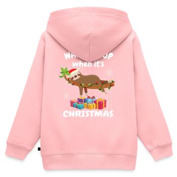 Faultier Wake me up when it is Christmas - Kinder Premium Organic Zip Hoodie - Rosa - Hinten - AI Model Kid Female (0cm)