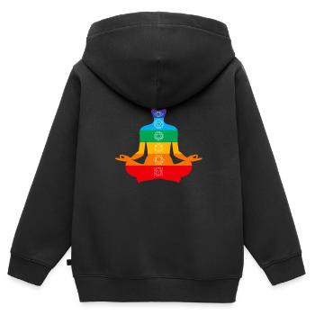 chakra - Sweat Premium à capuche zippé enfant bio - noir - Dos - AI Model Kid Male (0cm)